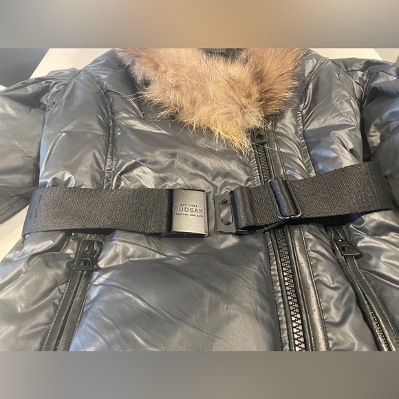 RUDSAK MAXI DOWN COAT WITH LEATHER DETAILS & FUR - Picture 8 of 13